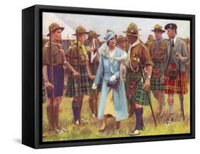King George VI and Queen Elizabeth Inspect Scouts at Portree, on the Isle of Skye C1935-null-Framed Stretched Canvas