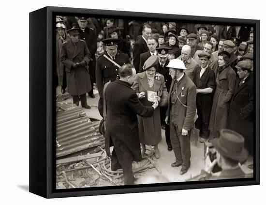 King George VI and Queen Elizabeth Visit the East End, London During WWII-null-Framed Stretched Canvas