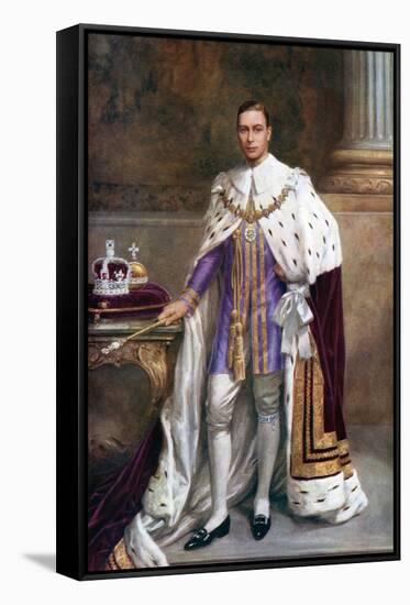 King George VI in Coronation Robes, 1937-Albert Henry Collings-Framed Stretched Canvas