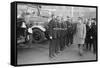 King George VI inspects firemen on his visit to Birmingham during WW2-Staff-Framed Stretched Canvas