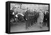 King George VI inspects firemen on his visit to Birmingham during WW2-Staff-Framed Stretched Canvas