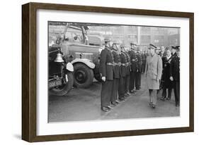 King George VI inspects firemen on his visit to Birmingham during WW2-Staff-Framed Photographic Print