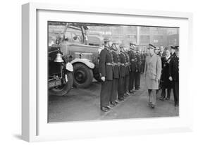 King George VI inspects firemen on his visit to Birmingham during WW2-Staff-Framed Photographic Print