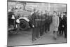 King George VI inspects firemen on his visit to Birmingham during WW2-Staff-Mounted Photographic Print