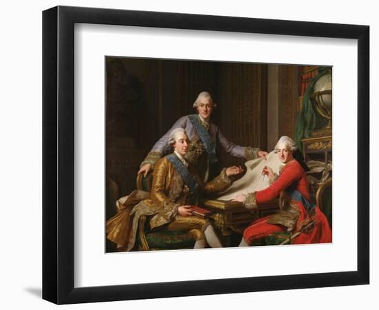 King Gustav III of Sweden and His Brothers, 1771-Alexander Roslin-Framed Premium Giclee Print