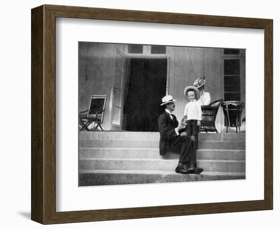 King Haakon VII of Norway, His Son Olav and Princess Victoria at Bygdoy, Norway, 1908-null-Framed Giclee Print