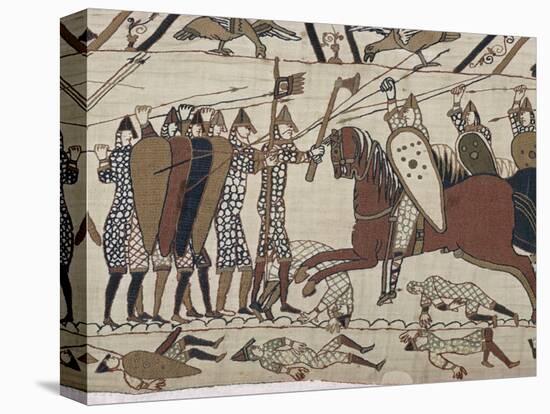 King Harold's Foot Soldieres with Spears and Battle Axes, Bayeux Tapestry, Normandy, France-Walter Rawlings-Stretched Canvas