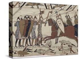 King Harold's Foot Soldieres with Spears and Battle Axes, Bayeux Tapestry, Normandy, France-Walter Rawlings-Stretched Canvas
