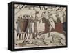 King Harold's Foot Soldieres with Spears and Battle Axes, Bayeux Tapestry, Normandy, France-Walter Rawlings-Framed Stretched Canvas