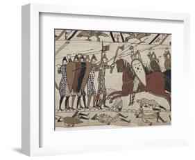 King Harold's Foot Soldieres with Spears and Battle Axes, Bayeux Tapestry, Normandy, France-Walter Rawlings-Framed Photographic Print