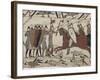 King Harold's Foot Soldieres with Spears and Battle Axes, Bayeux Tapestry, Normandy, France-Walter Rawlings-Framed Photographic Print