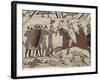 King Harold's Foot Soldieres with Spears and Battle Axes, Bayeux Tapestry, Normandy, France-Walter Rawlings-Framed Photographic Print