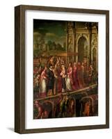 King Henri III (1551-89) of France Visiting Venice in 1574, Escorted by Doge Alvise Mocenigo-Andrea Vicentino-Framed Giclee Print