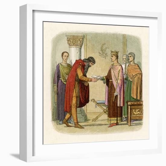 King Henry II of England Authorises Dermod to Levy Forces-James Doyle-Framed Art Print