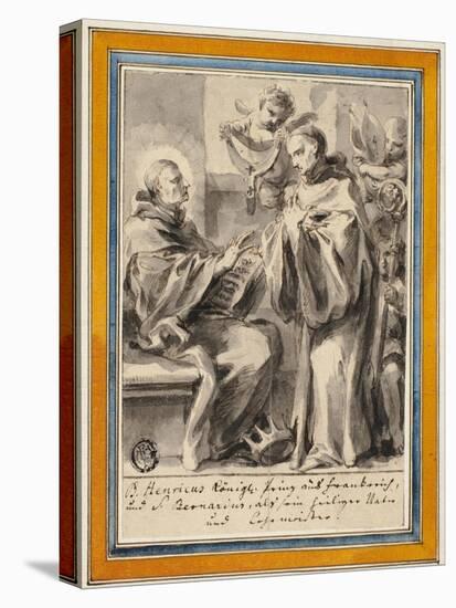 King Henry of France and Saint Bernard of Clairvaux-European School-Stretched Canvas