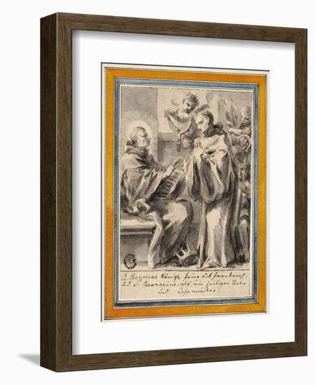 King Henry of France and Saint Bernard of Clairvaux-European School-Framed Giclee Print