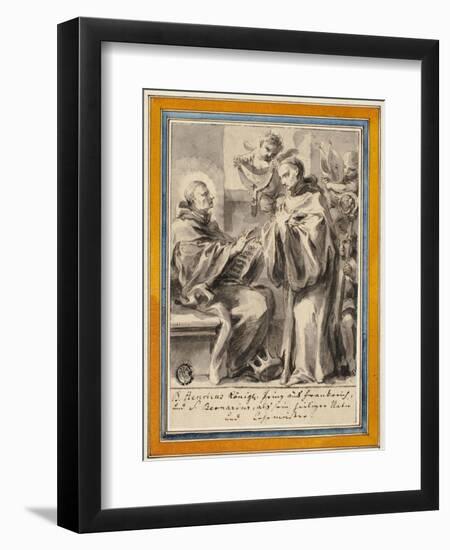 King Henry of France and Saint Bernard of Clairvaux-European School-Framed Giclee Print