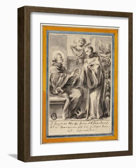 King Henry of France and Saint Bernard of Clairvaux-European School-Framed Giclee Print