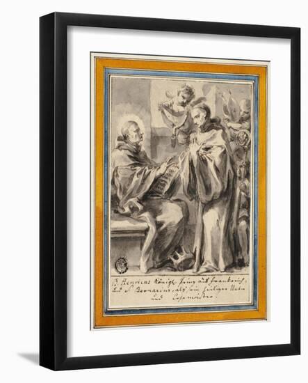 King Henry of France and Saint Bernard of Clairvaux-European School-Framed Giclee Print