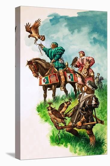 King Henry VII Releasing His Falcon While Hunting (Gouache on Paper)-Peter Jackson-Stretched Canvas