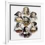 King Henry VIII of England and his six wives, c1890 (litho with later colouration)-English School-Framed Giclee Print