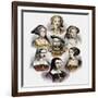 King Henry VIII of England and his six wives, c1890 (litho with later colouration)-English School-Framed Giclee Print