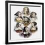 King Henry VIII of England and his six wives, c1890 (litho with later colouration)-English School-Framed Giclee Print