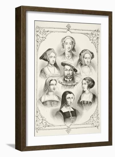 King Henry Viii of England and His Six Wives, from 'The National and Domestic History of England'…-null-Framed Giclee Print