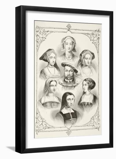 King Henry Viii of England and His Six Wives, from 'The National and Domestic History of England'…-null-Framed Giclee Print