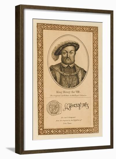 King Henry VIII with His Autograph-null-Framed Art Print