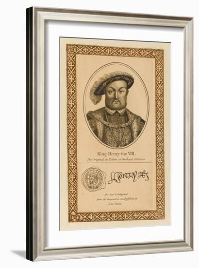 King Henry VIII with His Autograph-null-Framed Art Print