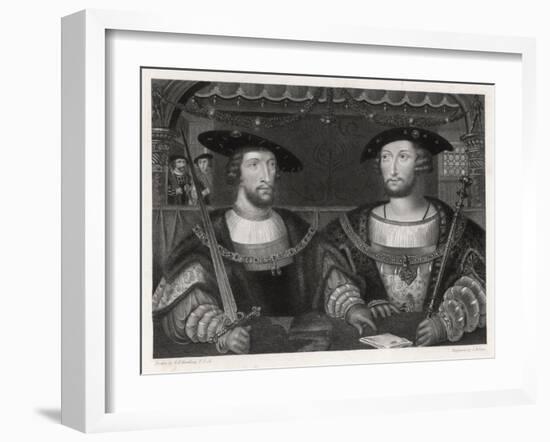 King Henry VIII with the Emperor Carl V as Young Men at the Field of the Cloth of Gold 1520-Robert Brown-Framed Art Print