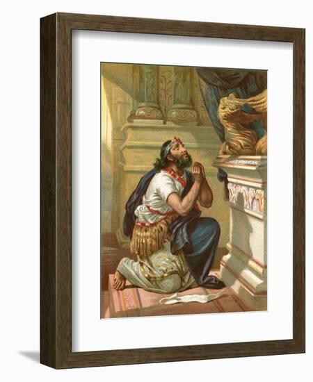 King Hezekiah Spreads His Case before the Lord-English School-Framed Giclee Print