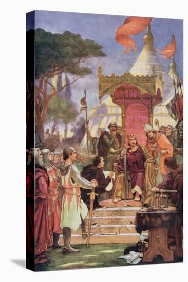 King John (1167-1216) at the Signing of the Magna Carta, 15th June 1215, Illustration from…-Ernest Normand-Stretched Canvas