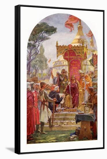 King John granting the Magna Carta-Ernest Normand-Framed Stretched Canvas