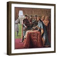 King John of England Signs the Magna Carta (From: Pictures of English Histor), 1868-Joseph Martin Kronheim-Framed Giclee Print