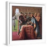 King John of England Signs the Magna Carta (From: Pictures of English Histor), 1868-Joseph Martin Kronheim-Framed Giclee Print