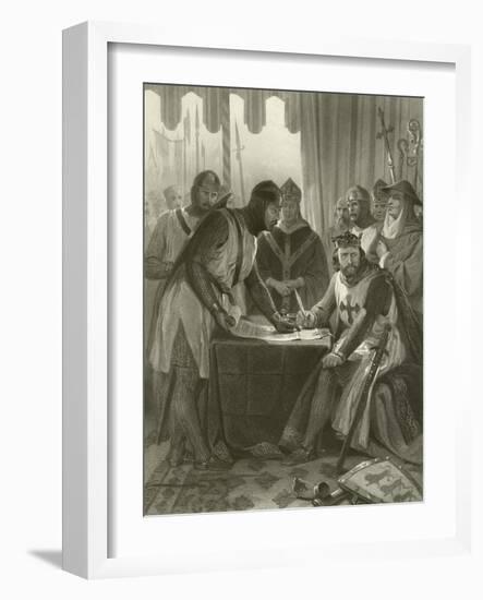 King John Signing Magna Carta, 1215-Alonzo Chappel-Framed Giclee Print