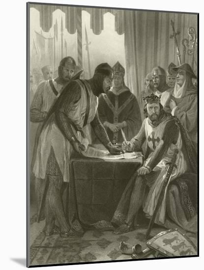 King John Signing Magna Carta, 1215-Alonzo Chappel-Mounted Giclee Print