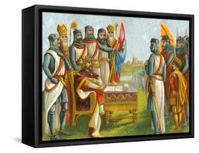 King John Signing Magna Carta-English School-Framed Stretched Canvas