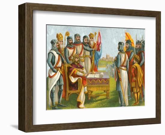 King John Signing Magna Carta-English School-Framed Giclee Print