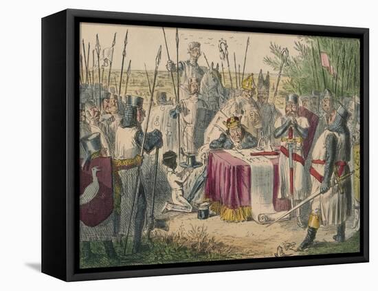 King John Signing Magna Charta, 1850-John Leech-Framed Stretched Canvas