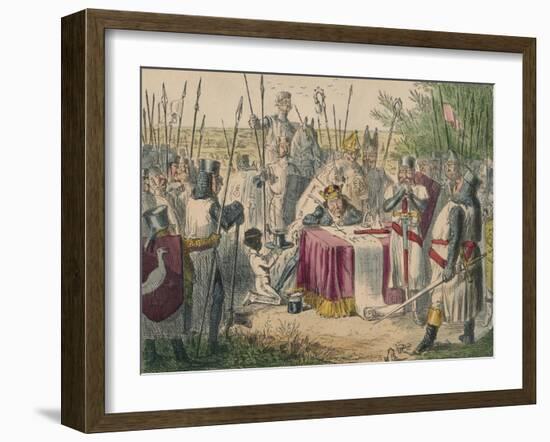 King John Signing Magna Charta, 1850-John Leech-Framed Giclee Print