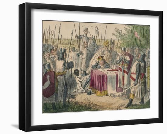 King John Signing Magna Charta, 1850-John Leech-Framed Giclee Print