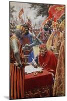 King John Signing the Magna Carta Reluctantly-Arthur C. Michael-Mounted Giclee Print