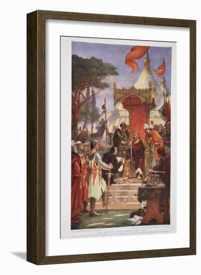 King John Signs the Magna Carta, 15 June 1215, Illustration from The History of the Nation-Ernest Normand-Framed Giclee Print