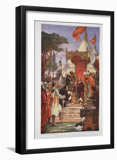 King John Signs the Magna Carta, 15 June 1215, Illustration from The History of the Nation-Ernest Normand-Framed Giclee Print