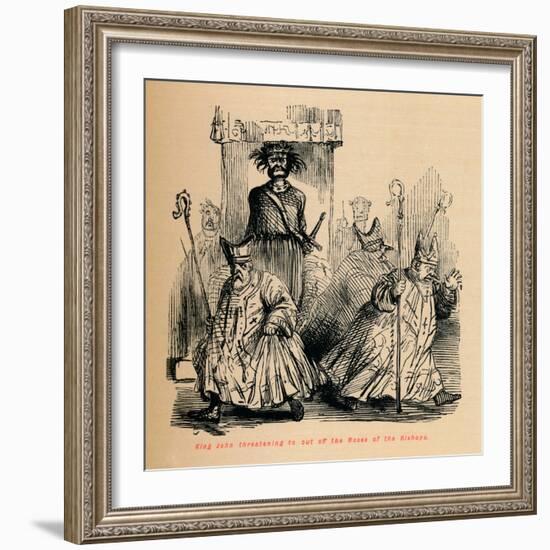 'King John threatening to cut off the Noses of the Bishops', c1860, (c1860)-John Leech-Framed Giclee Print