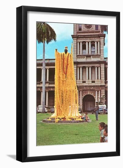 King Kamehameha Draped in Leis, Hawaii-null-Framed Art Print