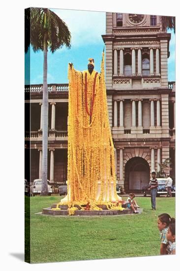 King Kamehameha Draped in Leis, Hawaii-null-Stretched Canvas